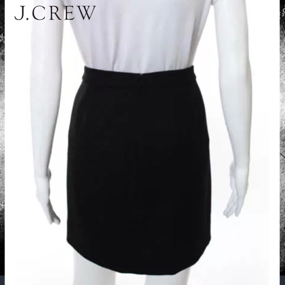 J Crew Chic Blk/Wht Herringbone Pattern Wool Skirt - image 3